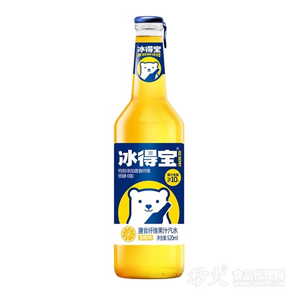 冰得宝甜橙味果汁汽水520ml