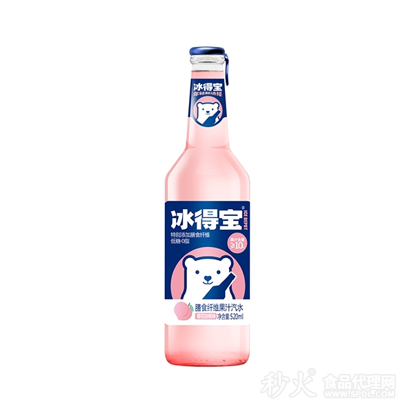 冰得宝樱花白桃味果汁汽水520ml