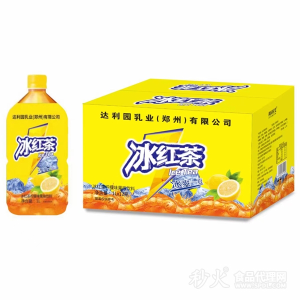 冰红茶柠檬味果味茶饮料1Lx12瓶