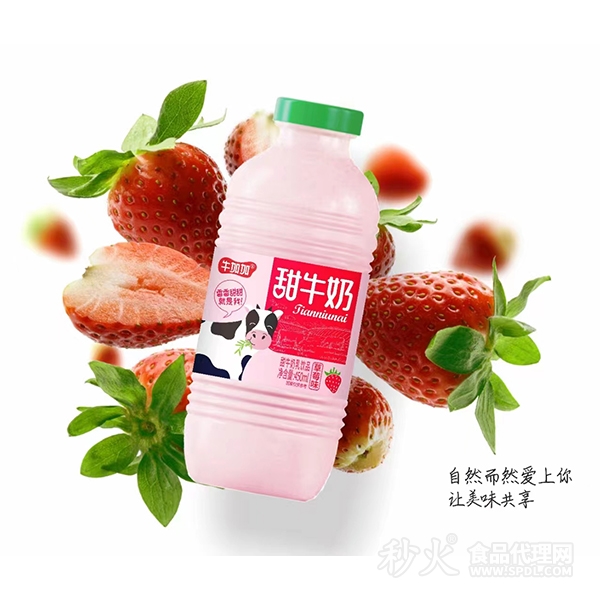 牛加加甜牛奶饮品草莓味450ml