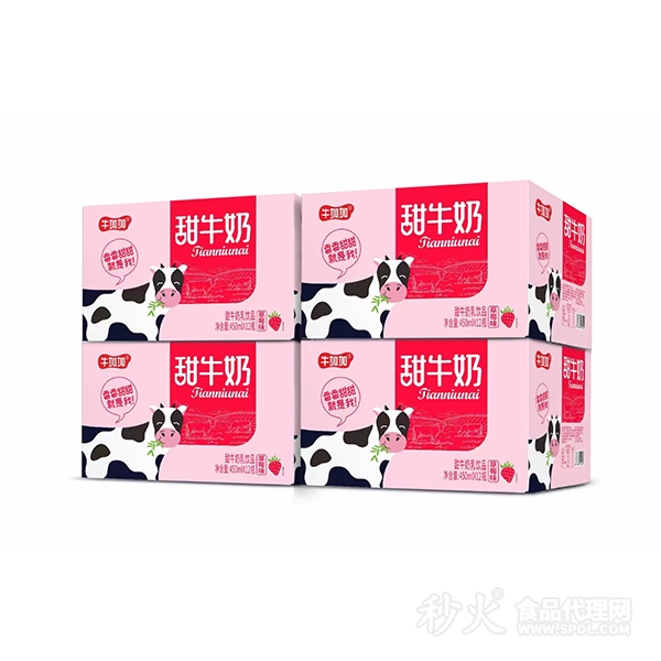 牛加加甜牛奶饮品草莓味450mlx12瓶