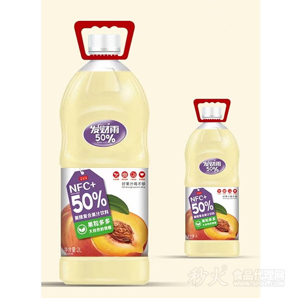 发财雨NFC黄桃复合果汁饮料2L