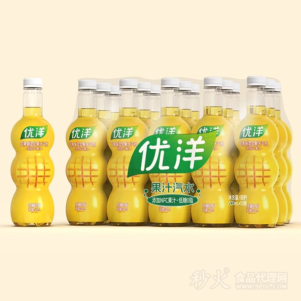 优洋芒果味混合果汁汽水600mlx15瓶
