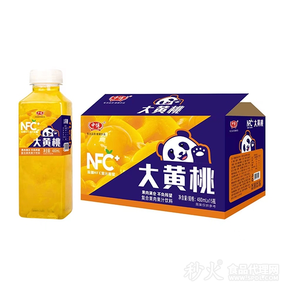 中博大黄桃复合果肉果汁饮料480mlx15瓶