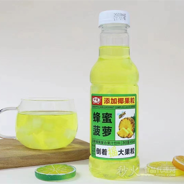 中博蜂蜜菠萝椰果复合果汁饮料450ml