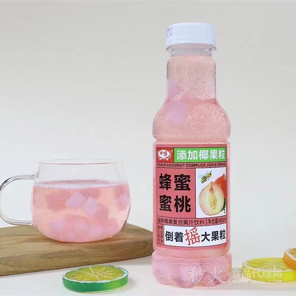 中博蜂蜜蜜桃椰果复合果汁饮料450ml