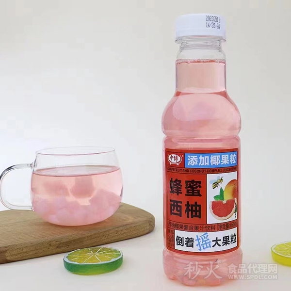 中博蜂蜜西柚椰果复合果汁饮料450ml