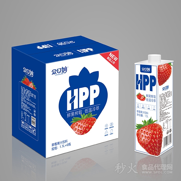 众口妙HPP草莓果汁饮料1.5Lx6瓶