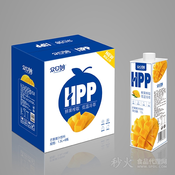 众口妙HPP芒果果汁饮料1.5Lx6瓶
