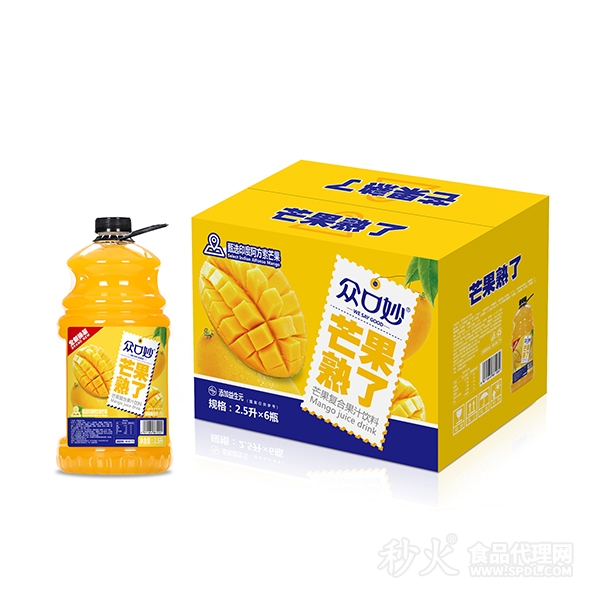 众口妙芒果复合果汁饮料2.5Lx6瓶