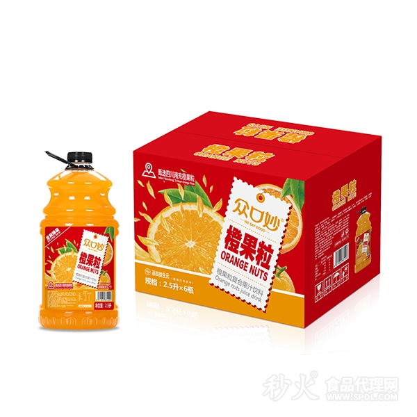 众口妙橙果粒复合果汁饮料2.5Lx6瓶