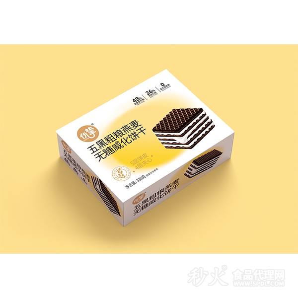 优挚五黑粗粮燕麦无糖威化饼干338g