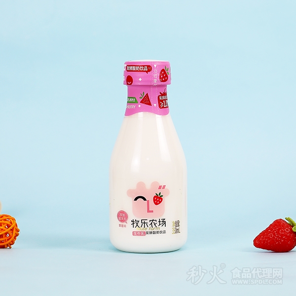 牧乐农场生牛乳发酵酸奶饮品草莓味350ml