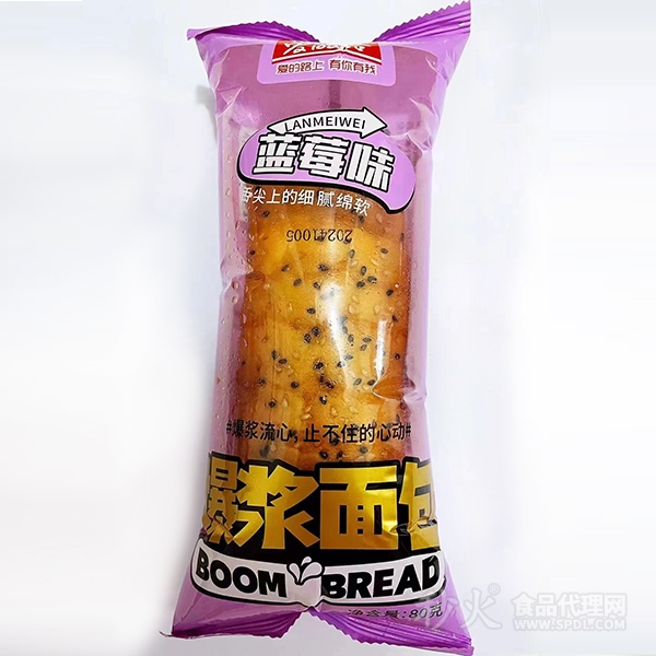 爱的路爆浆面包蓝莓味80g