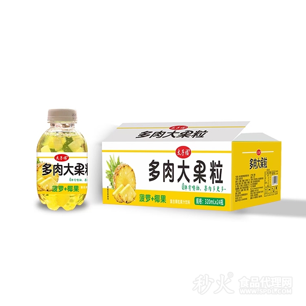 太子福菠萝椰果多肉大果粒复合果粒果汁饮料320mlx24