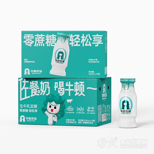 牛顿农场零蔗糖生牛乳发酵佐餐酸奶饮品320mlx15瓶