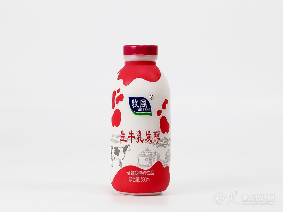 牧风生牛乳发酵草莓味酸奶饮品380mlx15瓶