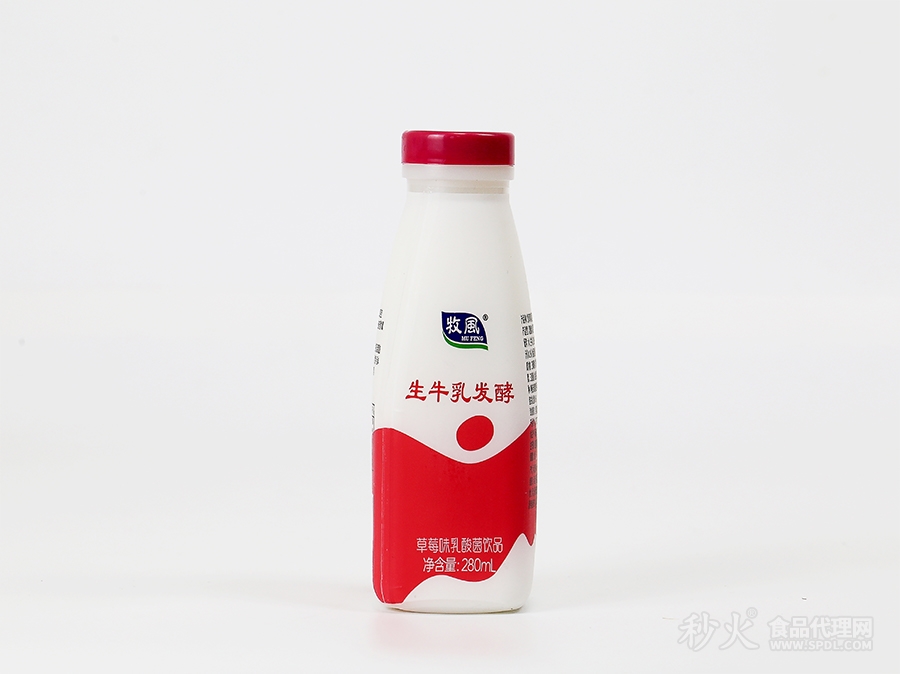 牧风生牛乳发酵草莓味酸奶饮品280ml