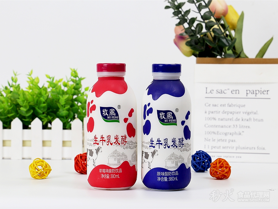 牧风生牛乳发酵原味酸奶饮品380ml