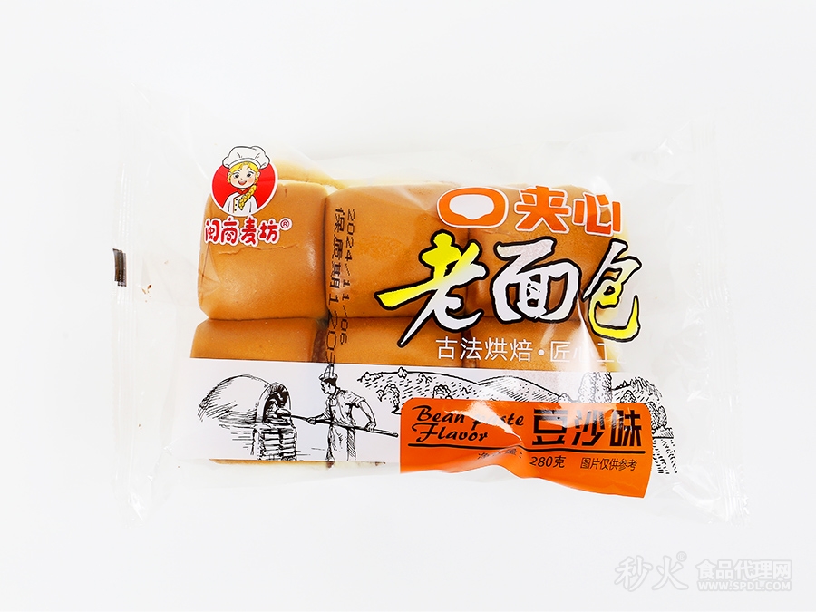 闽商麦坊夹心老面包豆沙味280g