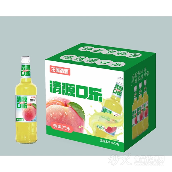 王屋清源清源口乐桃味汽水520ml