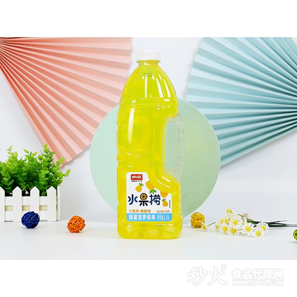 拥抱青春水果捞蜂蜜菠萝椰果复合果汁饮料2.38L