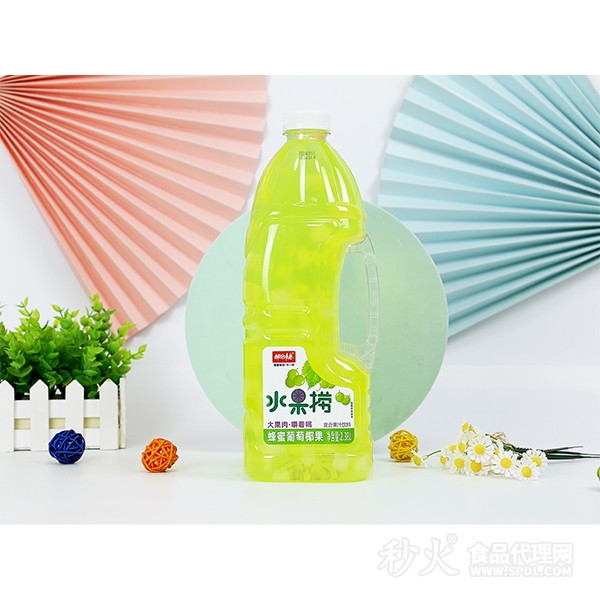 拥抱青春水果捞蜂蜜葡萄椰果复合果汁饮料2.38L