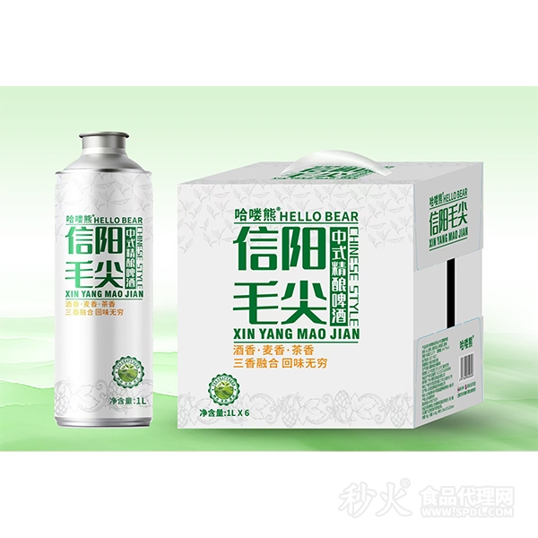 哈喽熊信阳毛尖中式精酿啤酒1Lx6瓶