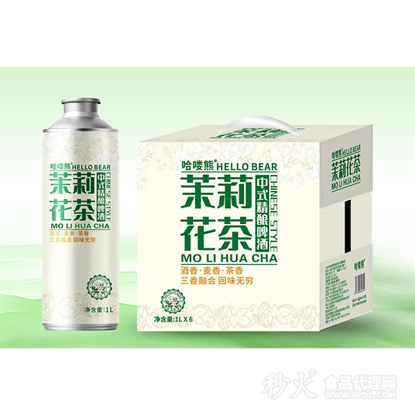 哈喽熊茉莉花茶中式精酿啤酒1Lx6瓶