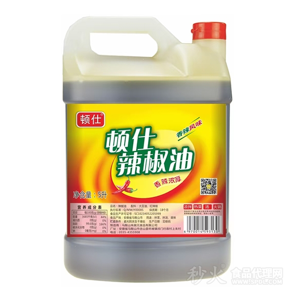 顿仕香辣风味辣椒油5L