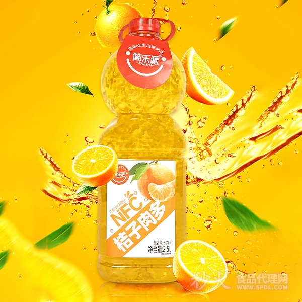 简乐派桔子肉多复合果汁2.5L