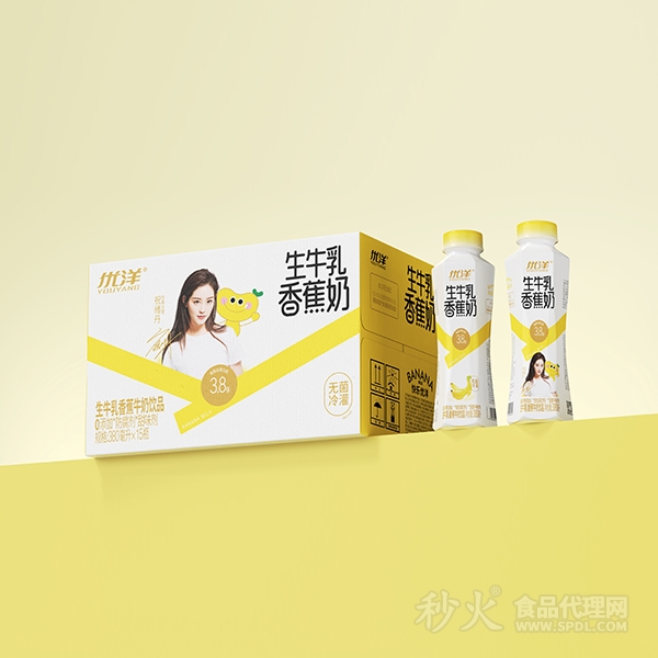 优洋生牛乳香蕉牛奶饮品380mlx15瓶