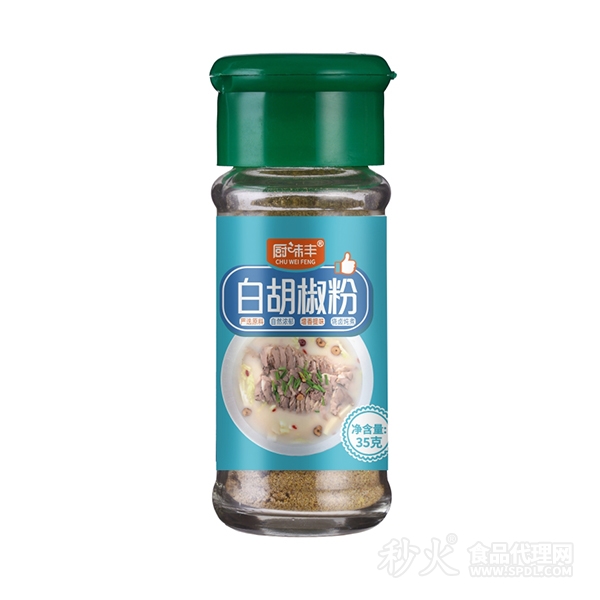 厨味丰玻璃瓶白胡椒粉35g