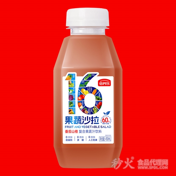 倍养乐16种果蔬沙拉番茄山楂果蔬汁饮品450ml