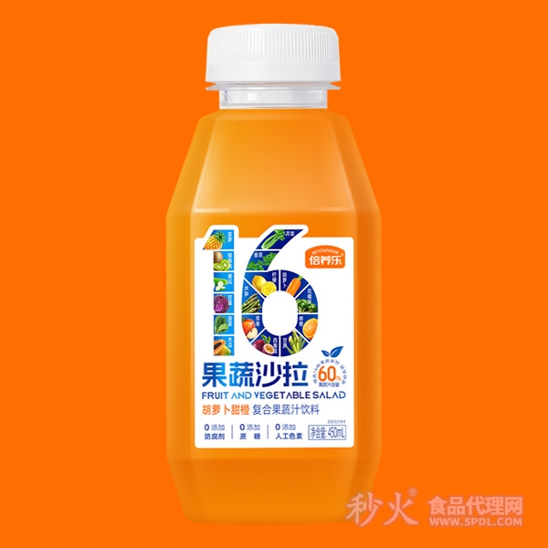 倍养乐16种果蔬沙拉胡萝卜甜橙果蔬汁饮品450ml