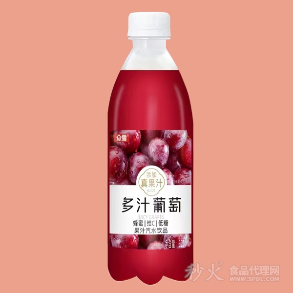 众雪多汁葡萄果汁汽水饮品520ml