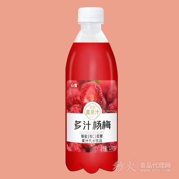 众雪多汁杨梅果汁汽水饮品520ml