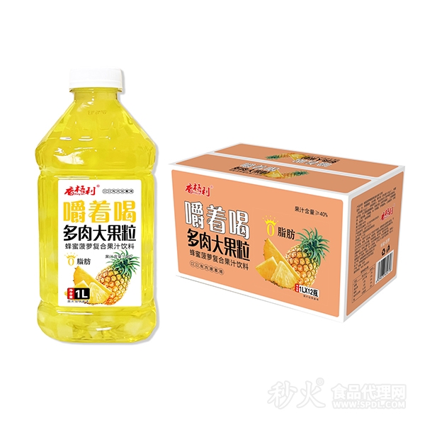 香格利蜂蜜菠萝复合果汁饮料1LX12瓶