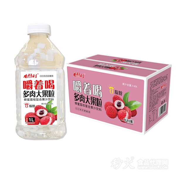 香格利蜂蜜荔枝复合果汁饮料1LX12瓶