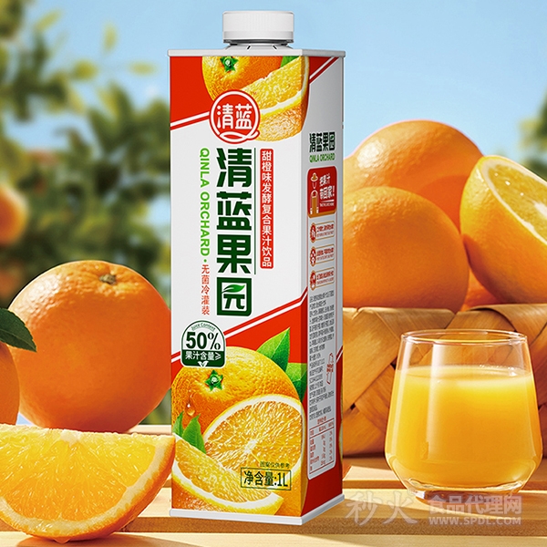 清蓝果园甜橙味发酵复合果汁饮品1L