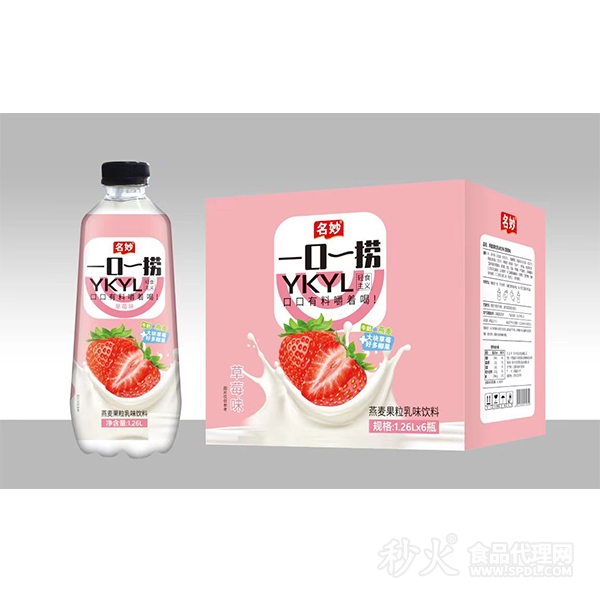 名妙燕麦果粒乳味饮料草莓味1.26LX6瓶