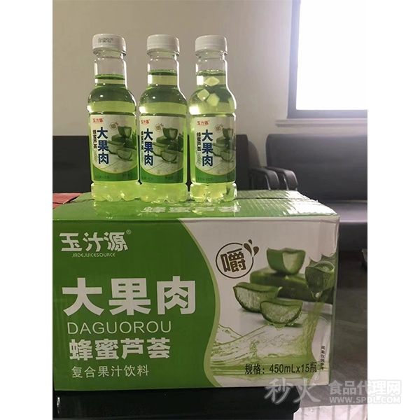 玉汁源蜂蜜芦荟大果肉复合果汁饮料450mlX15瓶
