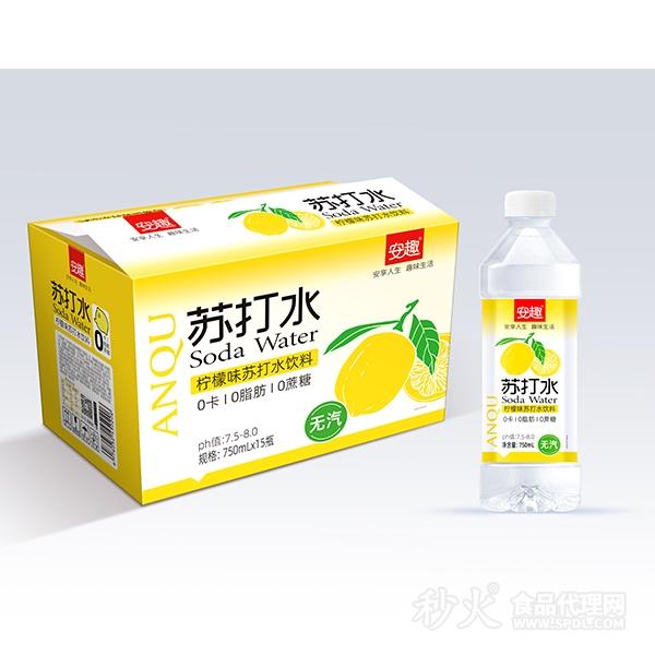 安趣柠檬味苏打水饮料750mlX15瓶