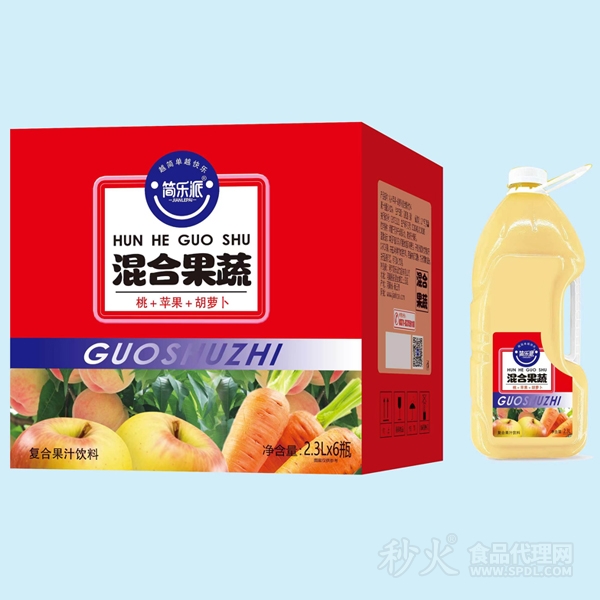 简乐派混合果蔬（桃+苹果+胡萝卜）复合果汁饮料标箱