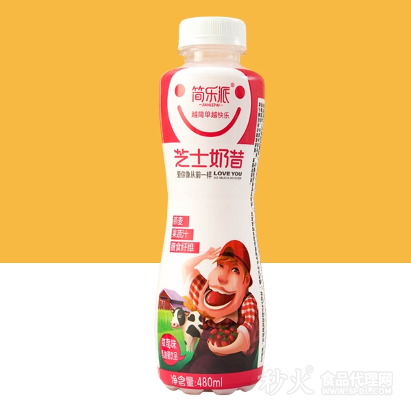 简乐派芝士奶昔草莓味480ml