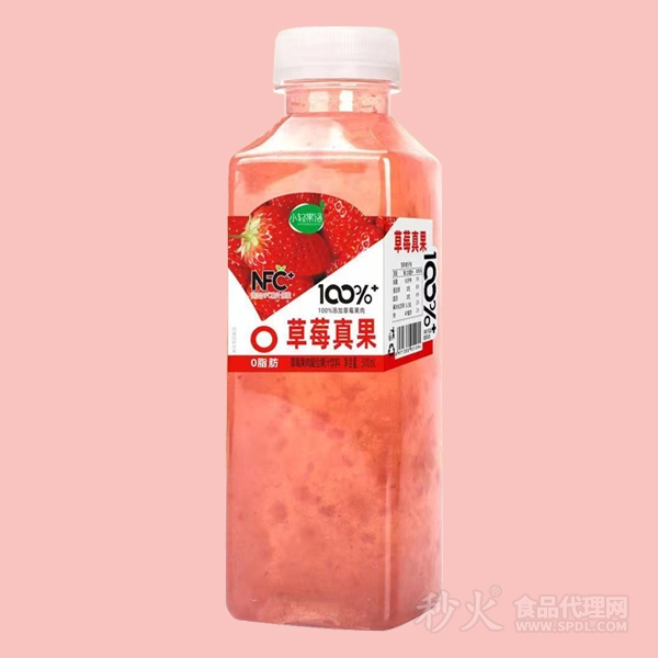 小轻果语草莓真果果肉复合果汁饮料500ml