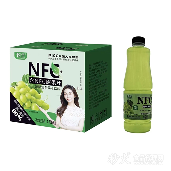 甄全NFC葡萄复合果汁饮料1.25LX6瓶