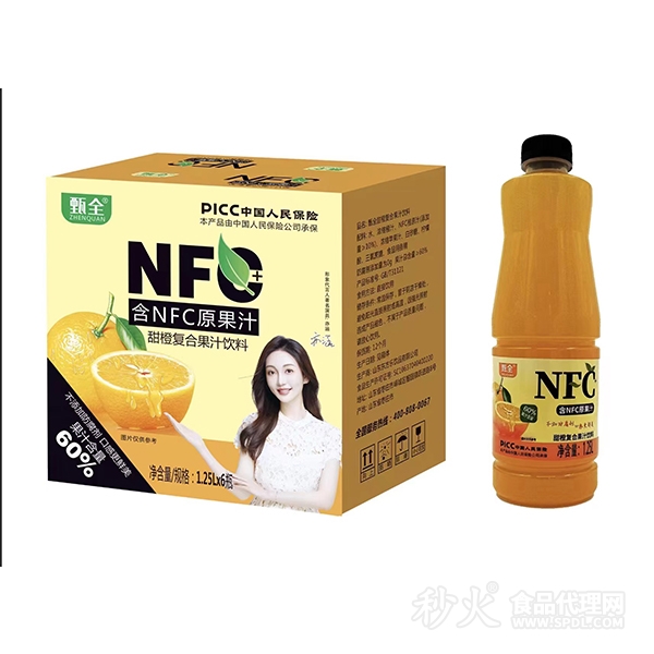 甄全NFC甜橙复合果汁饮料1.25LX6瓶
