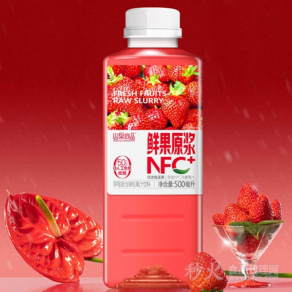 山果尚品鲜果原浆草莓复合果粒果汁饮料500ml