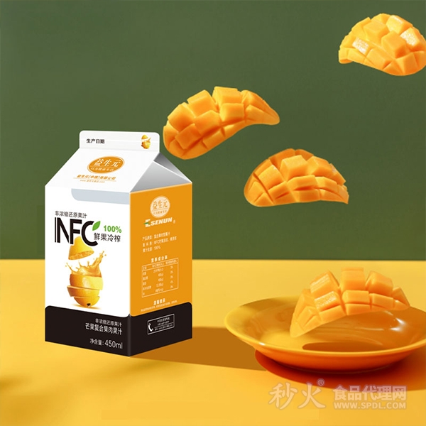 益生元NFC果汁芒果复合果肉果汁餐饮果汁450ml
